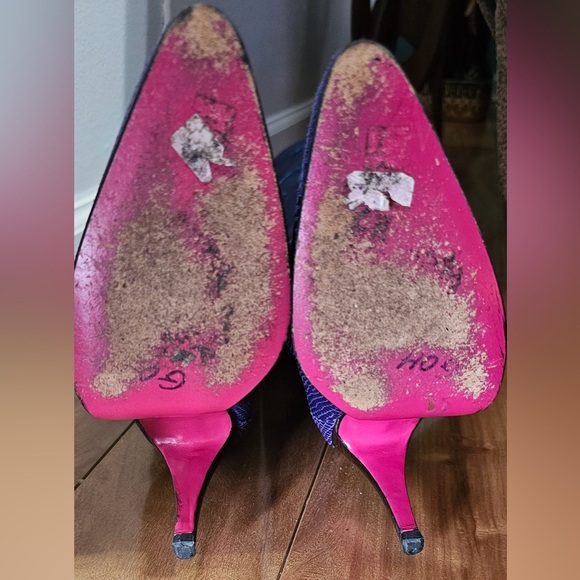 Vintage Emmanuel Ungaro Purple Reptile Leather Heeled Boots - Picture 4 of 4